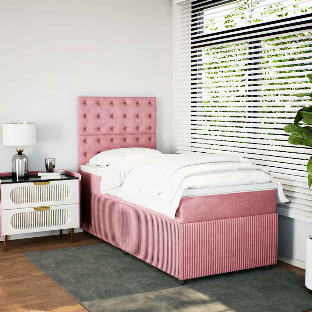 Box spring krevet s madracem ružičasti 100x200 cm baršunasti