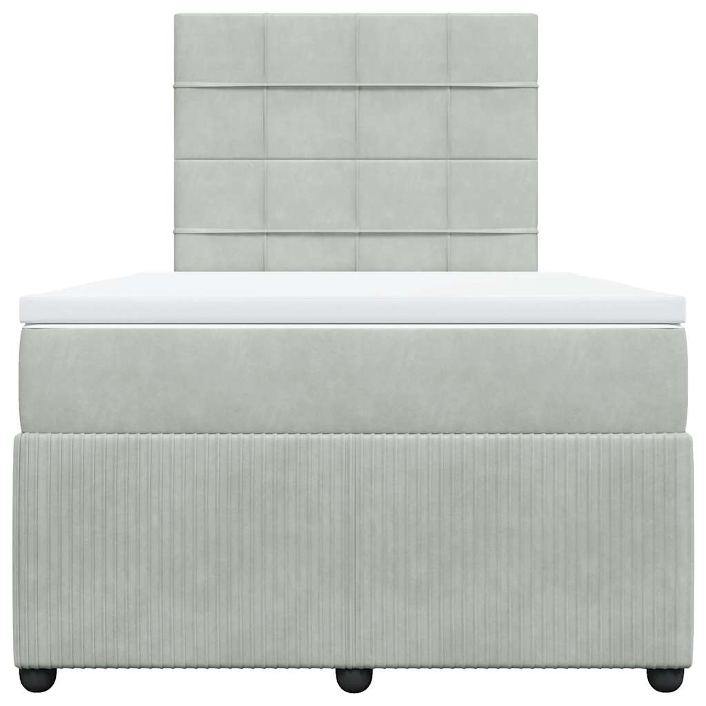 Krevet s oprugama i madracem svjetlosivi 120x190 cm baršunasti