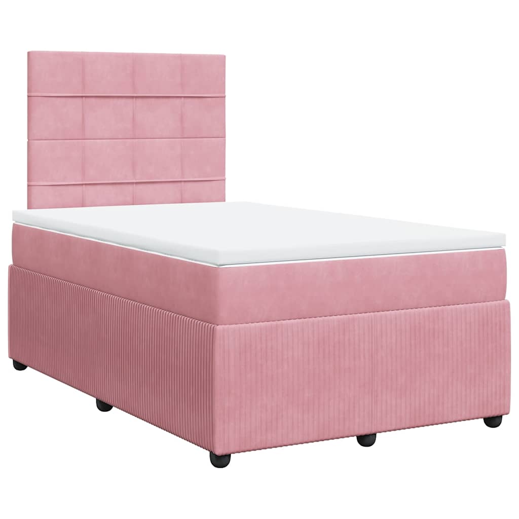 Krevet s oprugama i madracem ružičasti 120 x 190 cm baršunasti