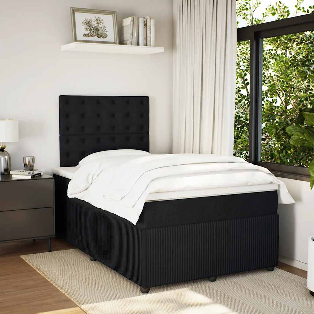 Krevet box spring s madracem crni 120 x 190 cm baršunasti