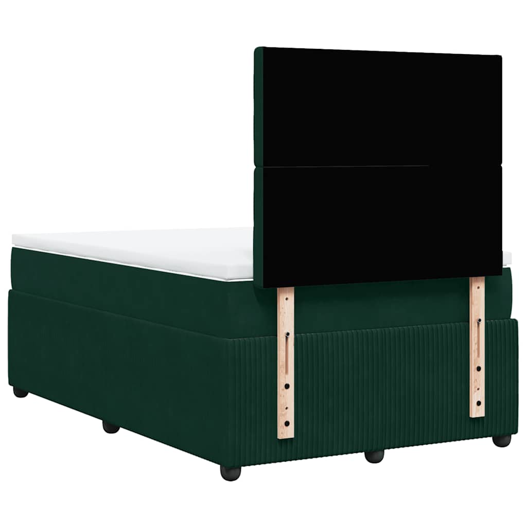Krevet box spring s madracem tamnozeleni 120x190 cm baršunasti