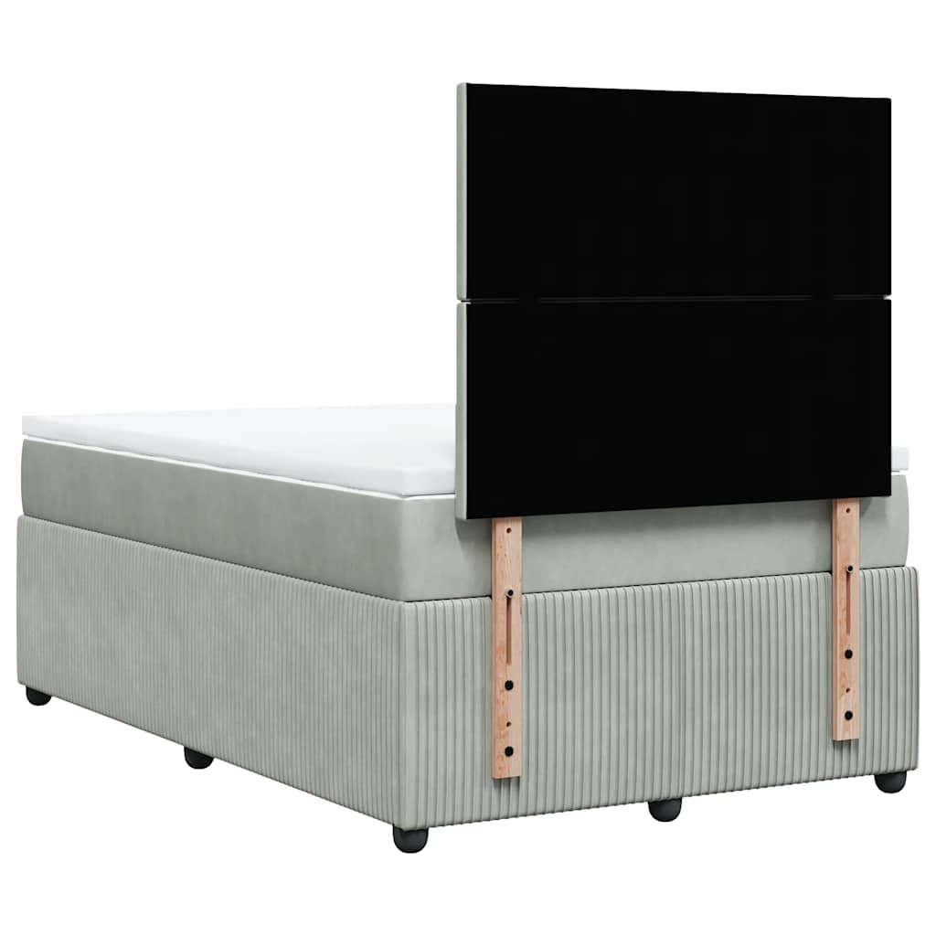 Box spring krevet s madracem svjetlosivi 120x200 cm baršunasti