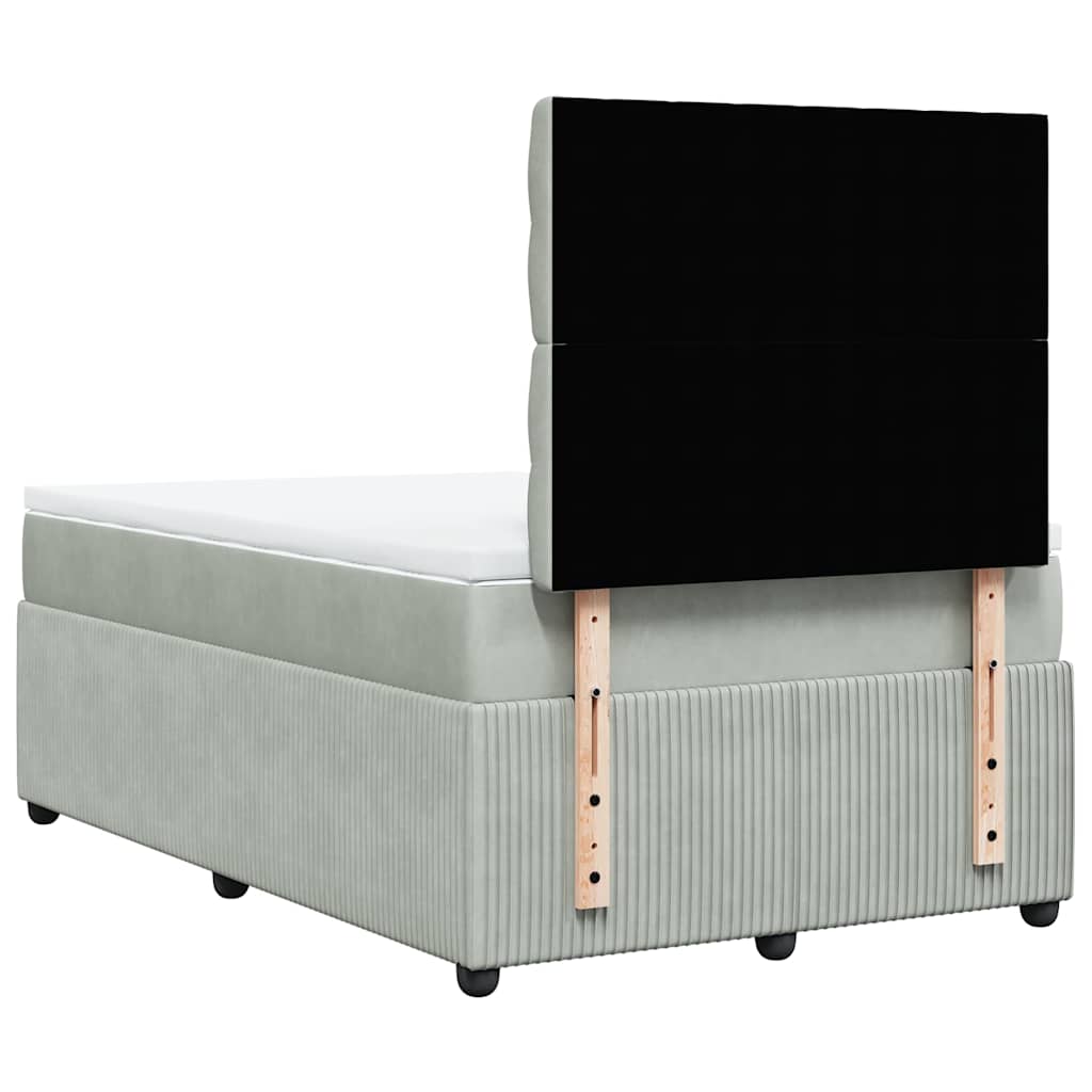 Box spring krevet s madracem svjetlosivi 120x200 cm baršunasti