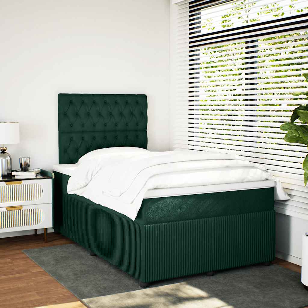 Box spring krevet s madracem tamnozeleni 120x200 cm baršunasti