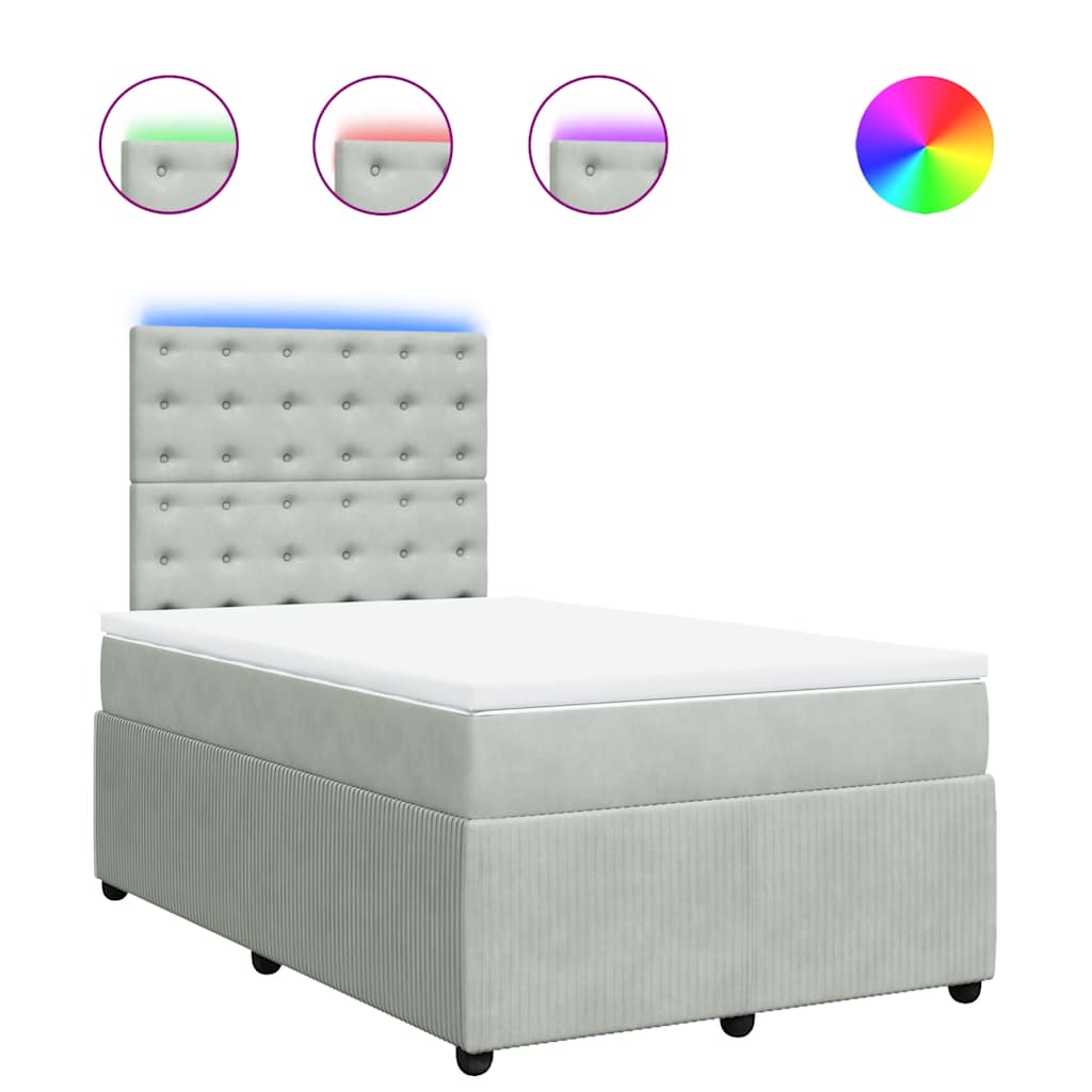 Box spring krevet s madracem svjetlosivi 120x200 cm baršunasti