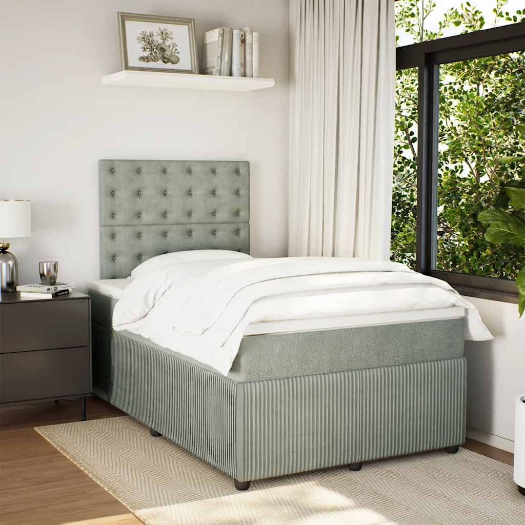 Box spring krevet s madracem svjetlosivi 120x200 cm baršunasti