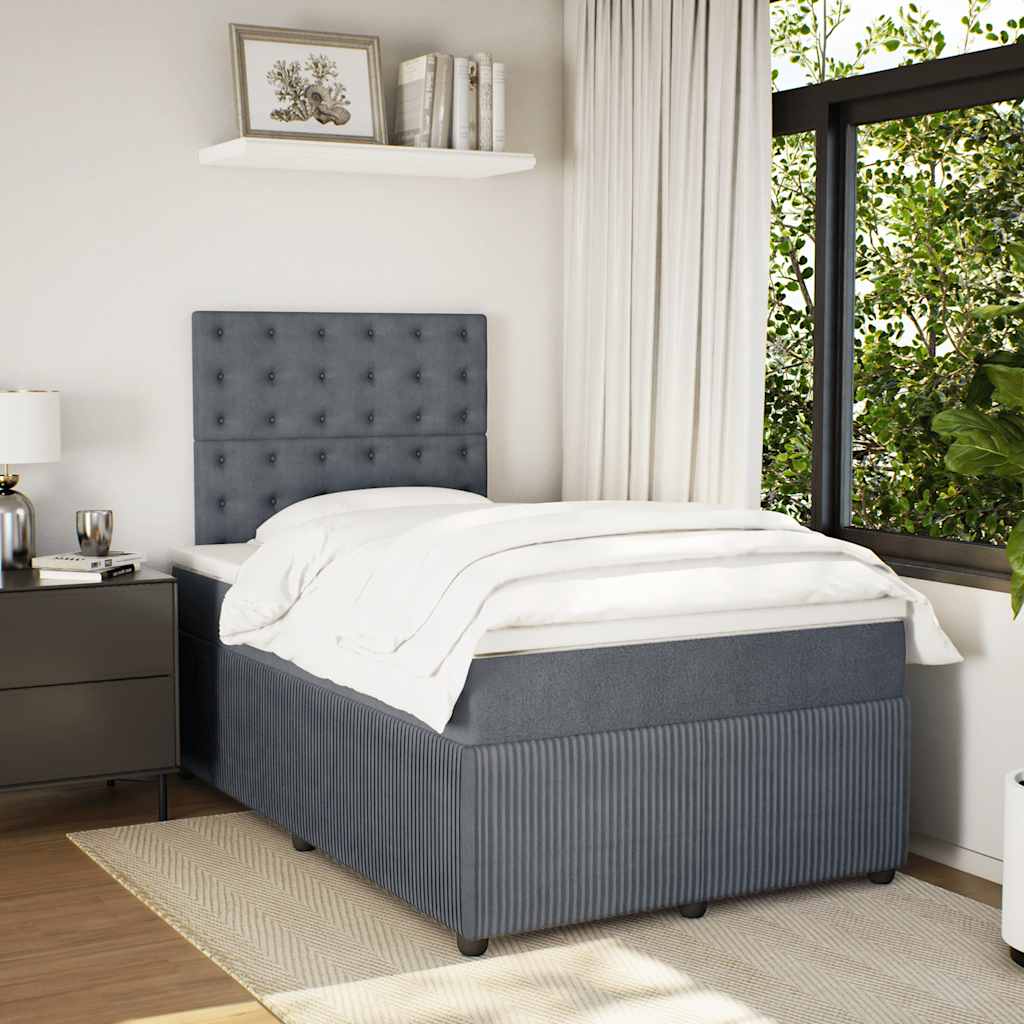 Box spring krevet s madracem tamnosivi 120 x 200 cm baršunasti