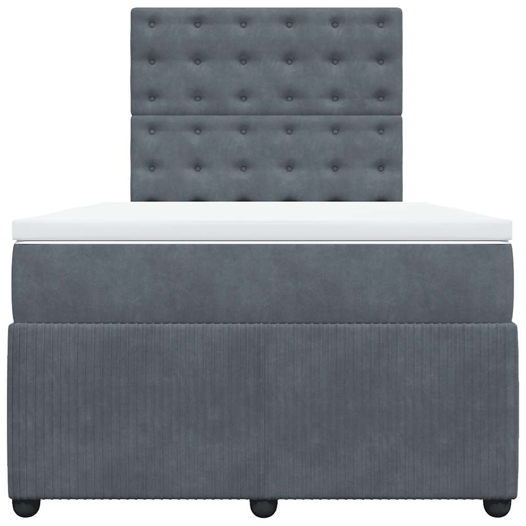 Box spring krevet s madracem tamnosivi 120 x 200 cm baršunasti