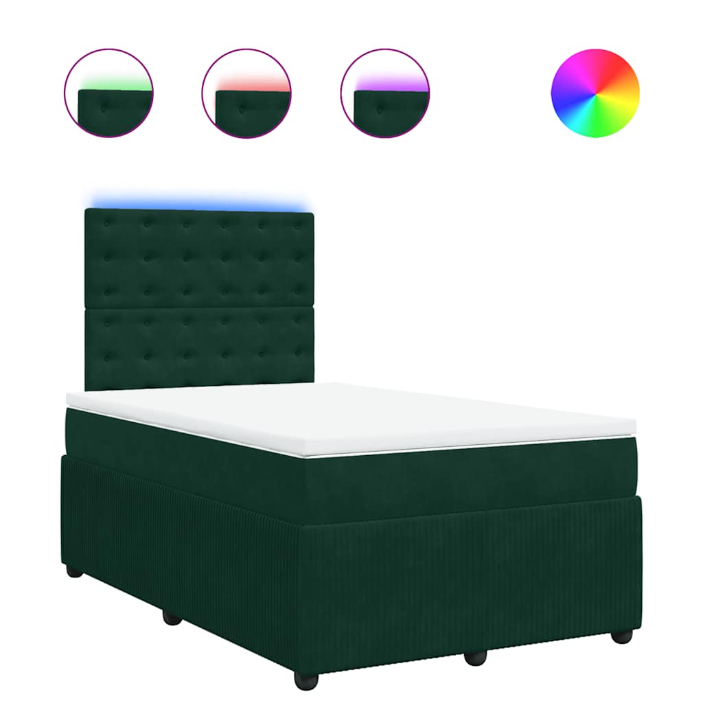 Box spring krevet s madracem tamnozeleni 120x200 cm baršunasti