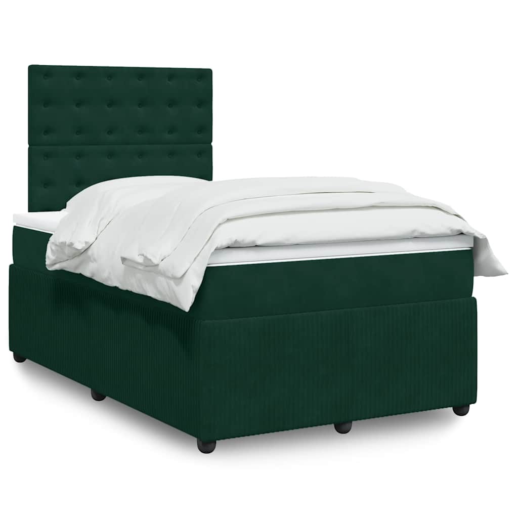 Box spring krevet s madracem tamnozeleni 120x200 cm baršunasti