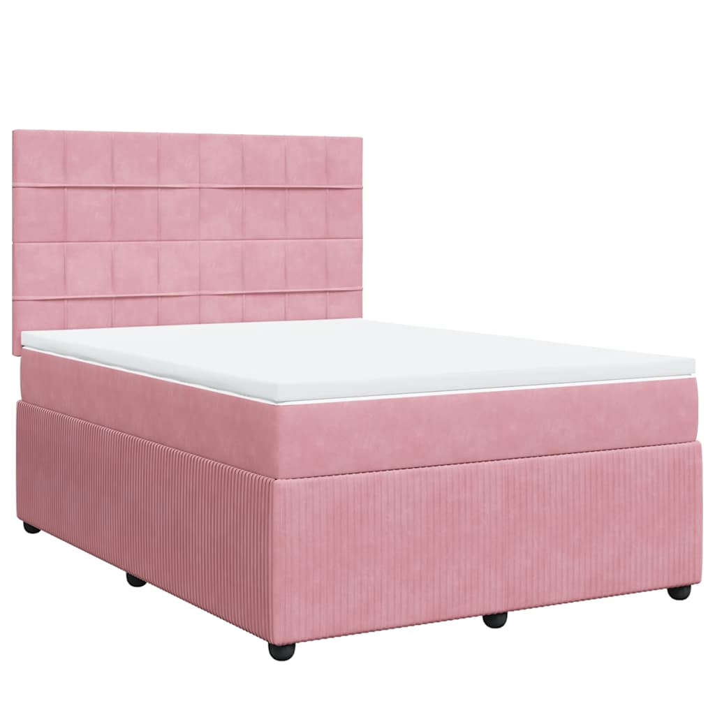 Krevet s oprugama i madracem ružičasti 140x200 cm baršunasti