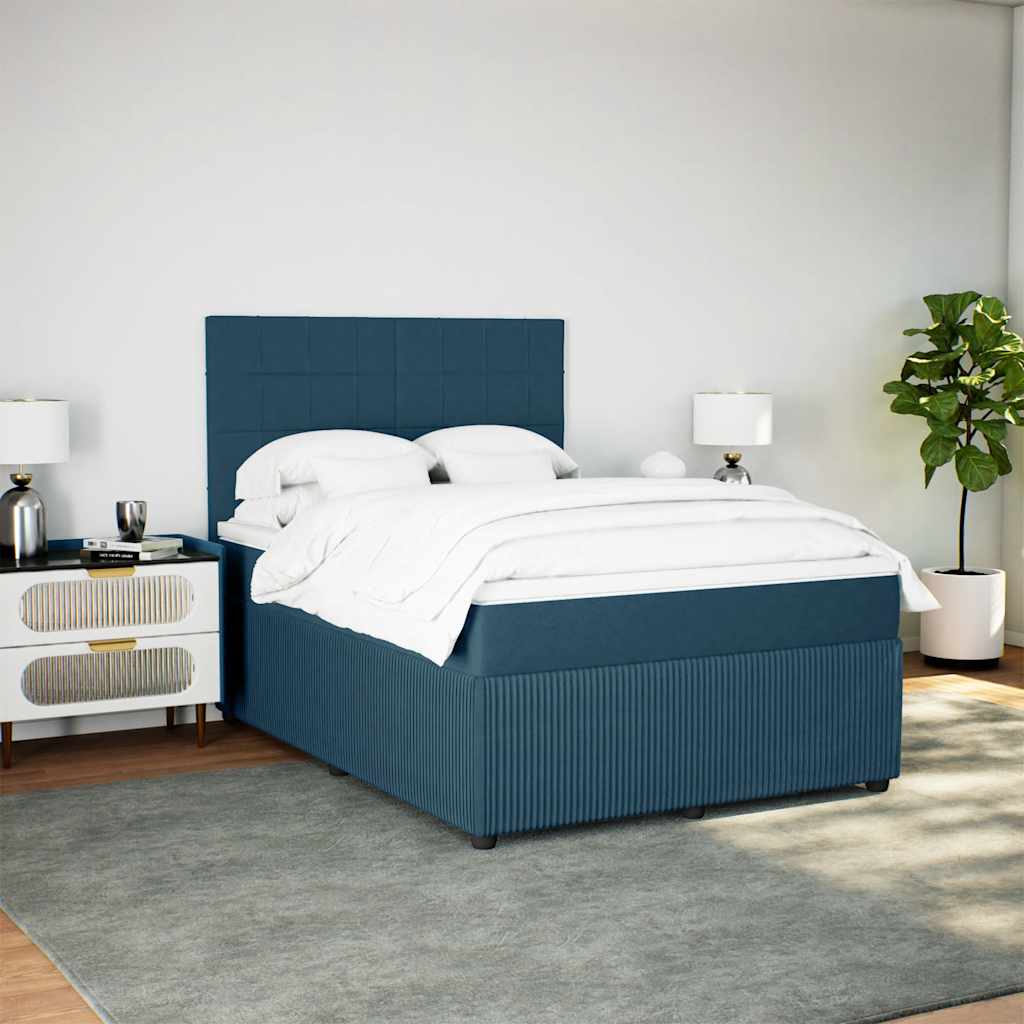 Krevet box spring s madracem plavi 160 x 200 cm baršunasti
