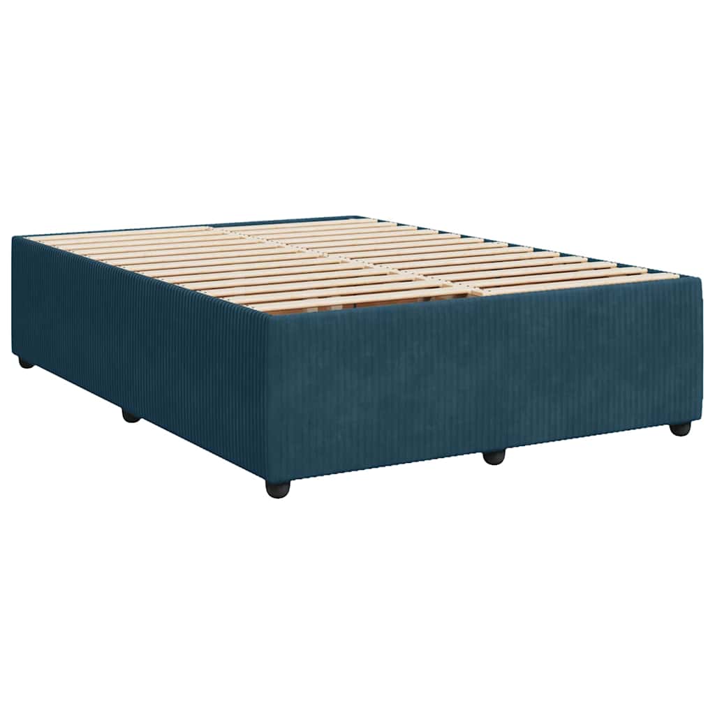 Krevet box spring s madracem plavi 160 x 200 cm baršunasti