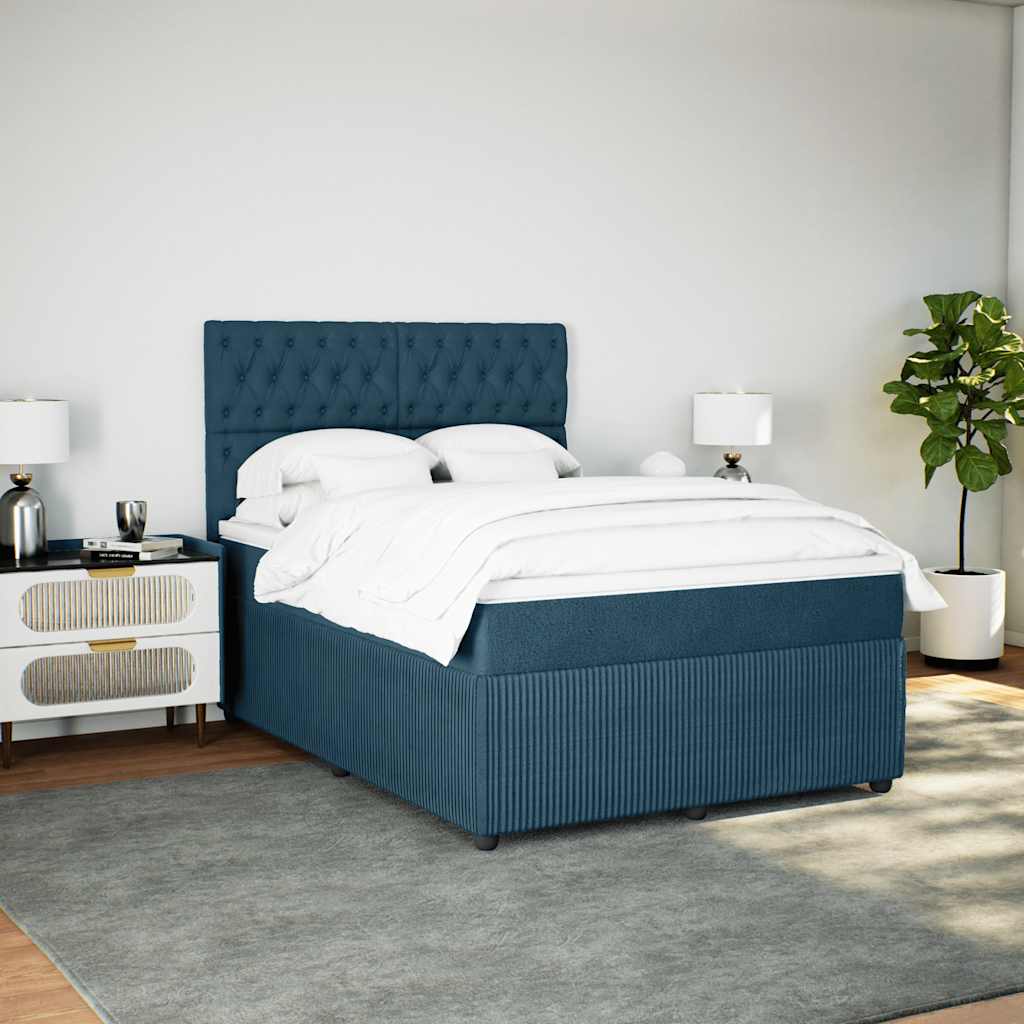 Krevet box spring s madracem plavi 160 x 200 cm baršunasti