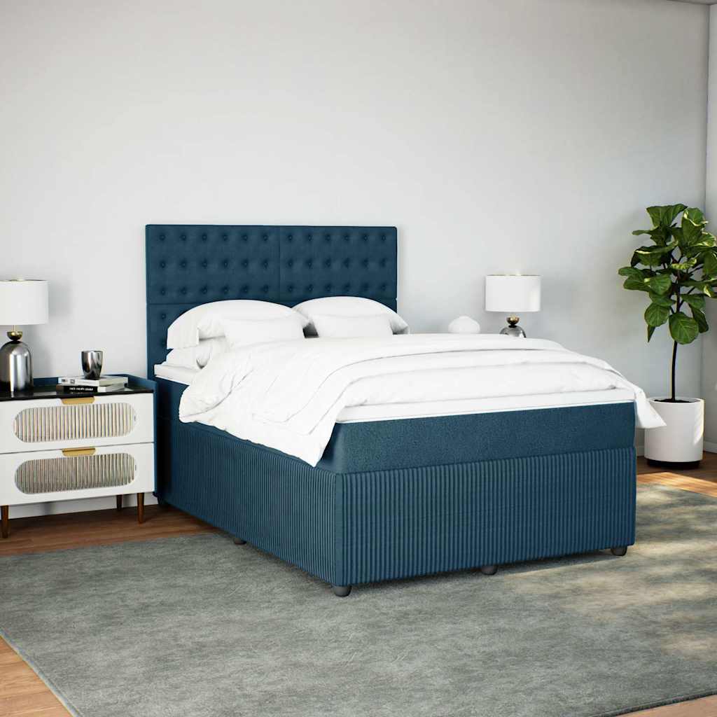 Krevet box spring s madracem plavi 160 x 200 cm baršunasti