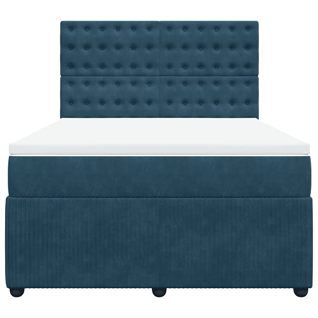 Krevet box spring s madracem plavi 160 x 200 cm baršunasti
