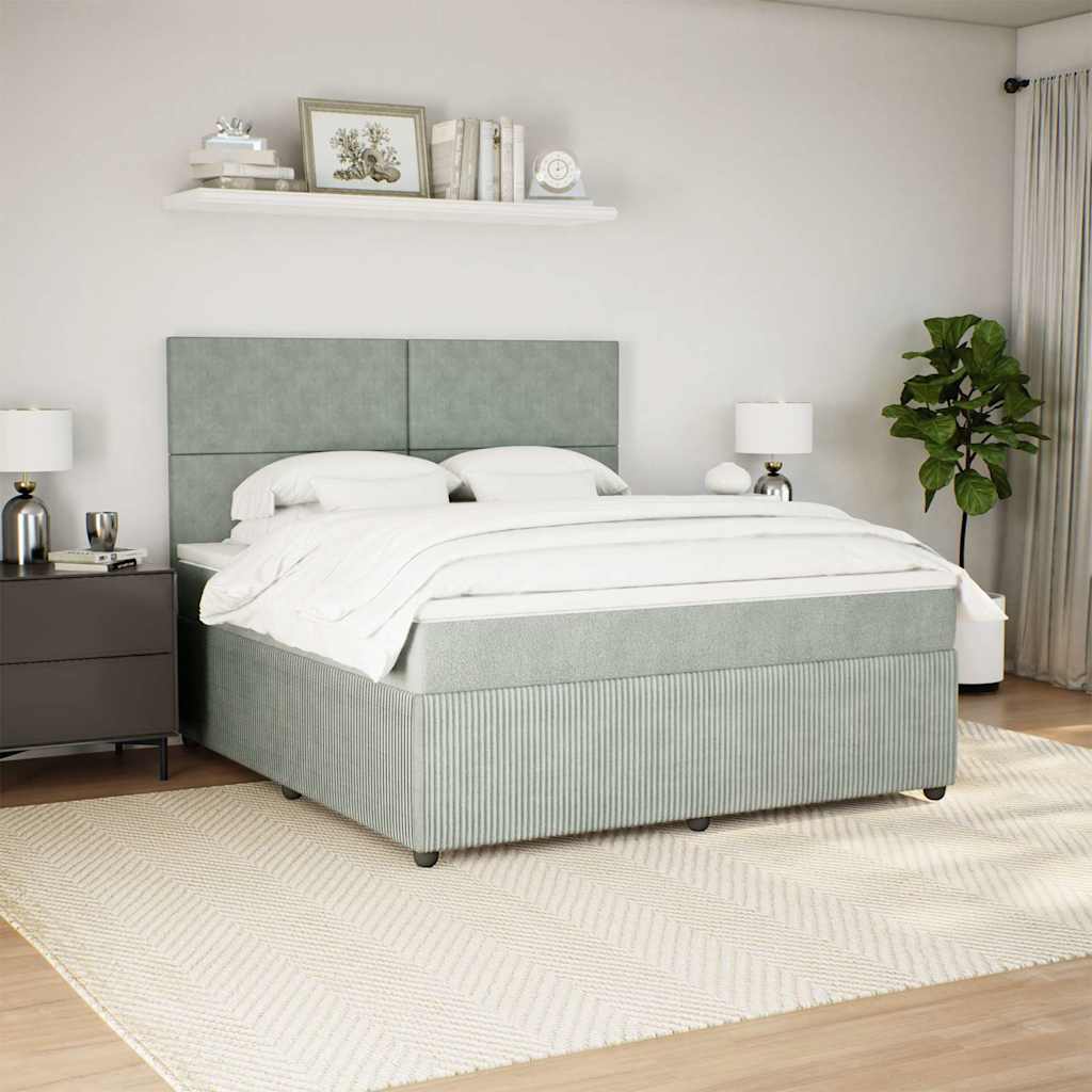 Krevet s oprugama i madracem svjetlosivi 180x200 cm baršunasti