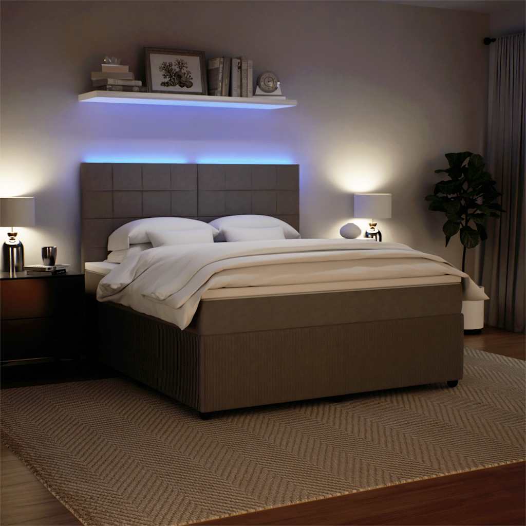 Krevet s oprugama i madracem svjetlosivi 180x200 cm baršunasti