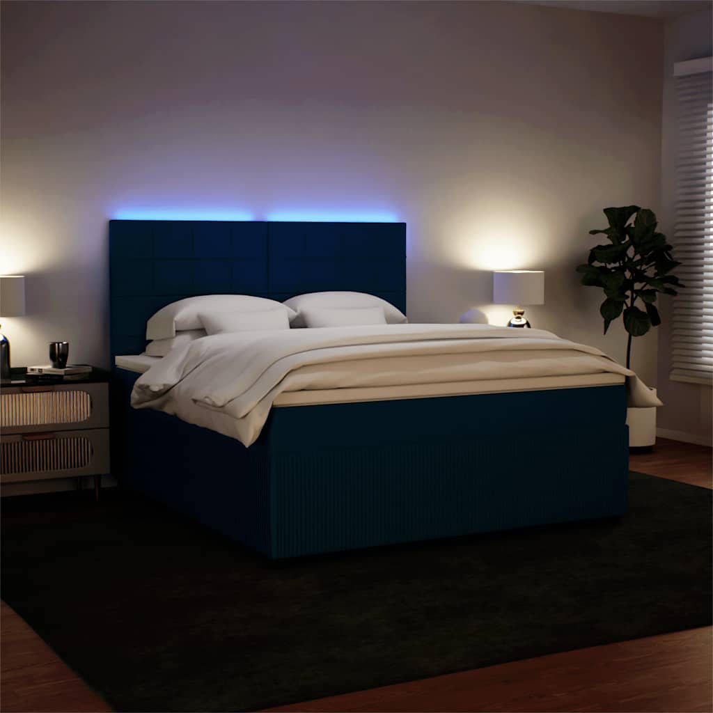Krevet s oprugama i madracem plavi 180x200 cm baršunasti