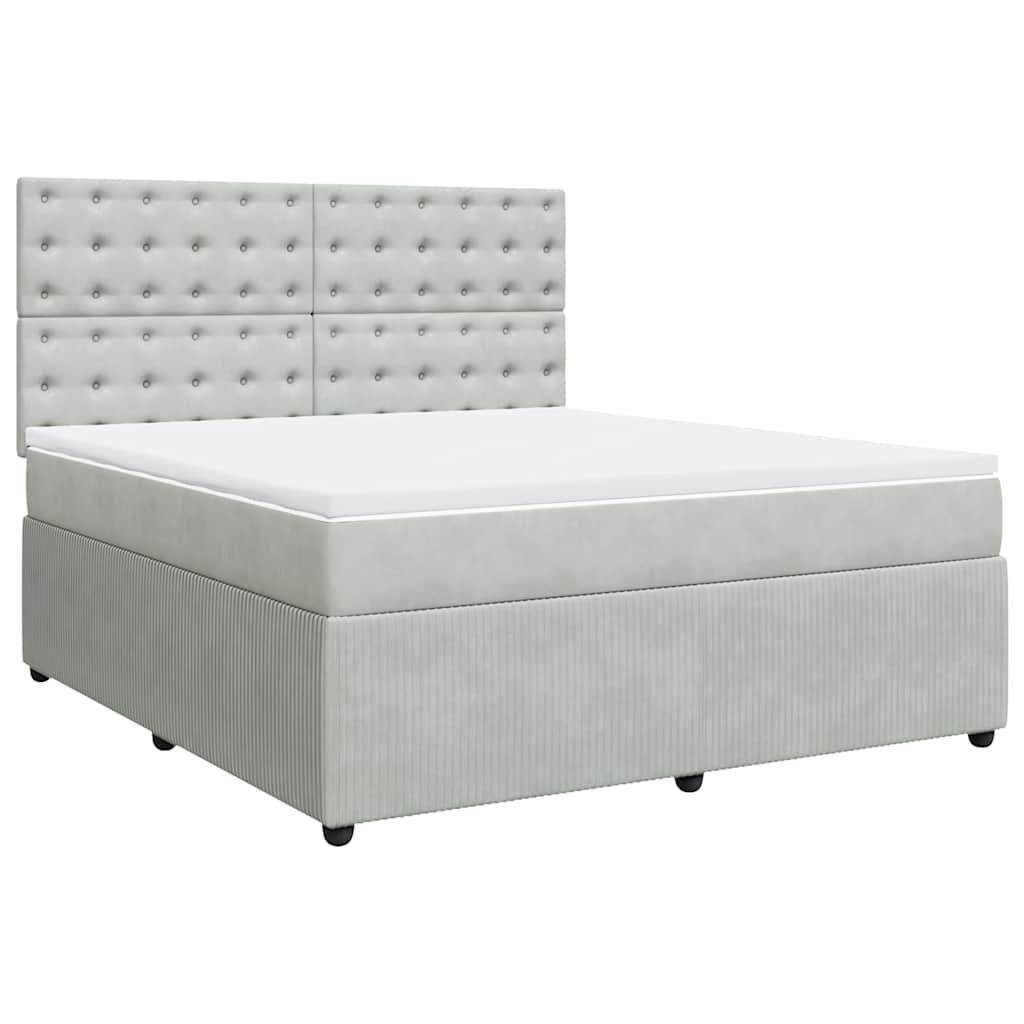 Krevet s oprugama i madracem svjetlosivi 180x200 cm baršunasti