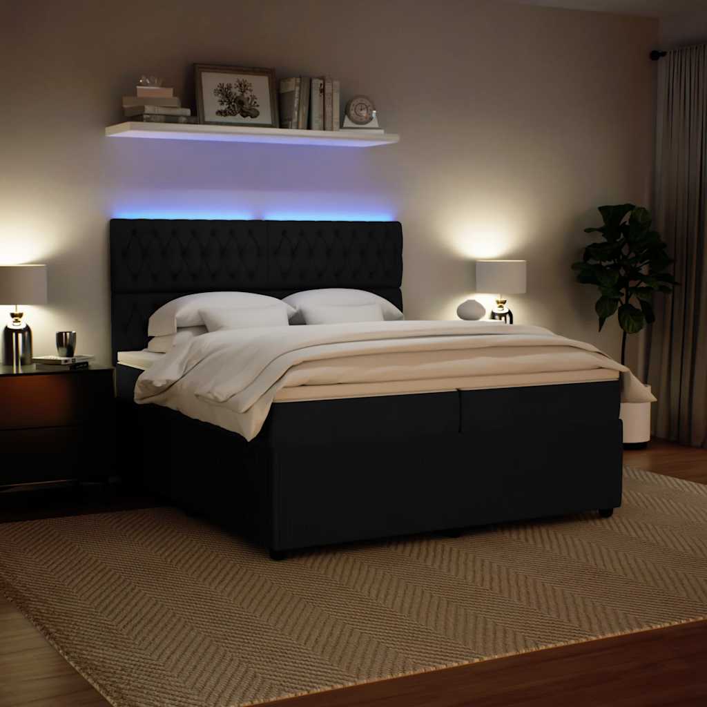 Krevet s oprugama i madracem crni 200x200 cm baršunasti