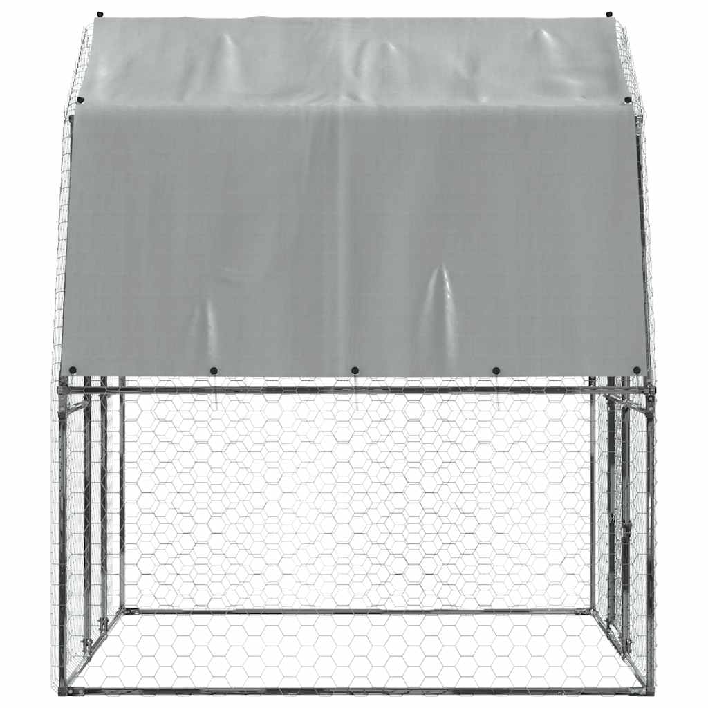 Kavez za kokoši s krovom i vratima srebrni od pocinčanog čelika