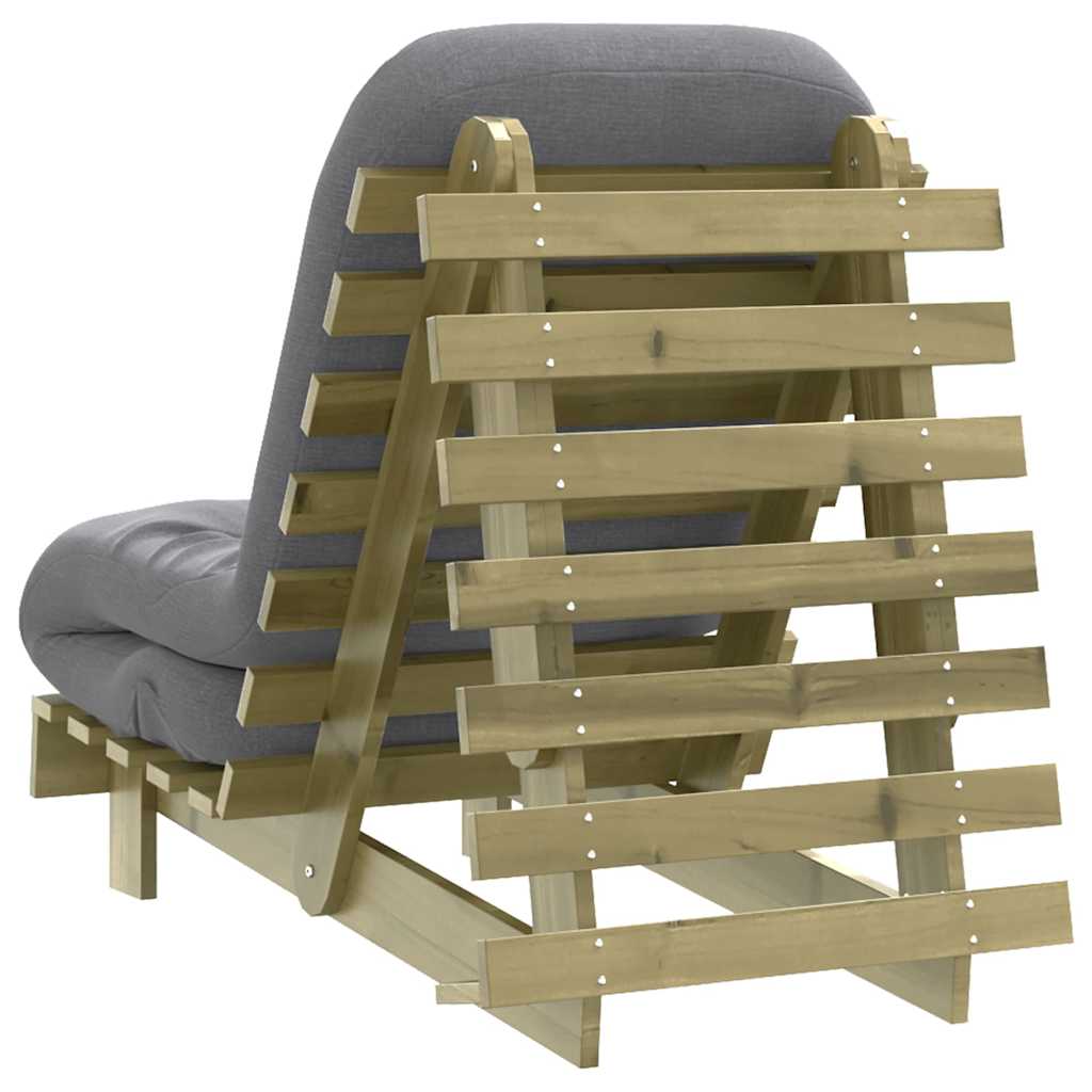 Futon na razvlačenje s madracem 60 x 206 x 11 cm od borovine