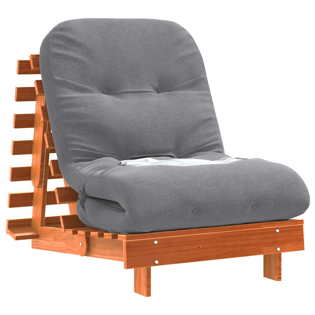 Futon na razvlačenje s madracem smeđi 70 x 206 x 11 cm borovina