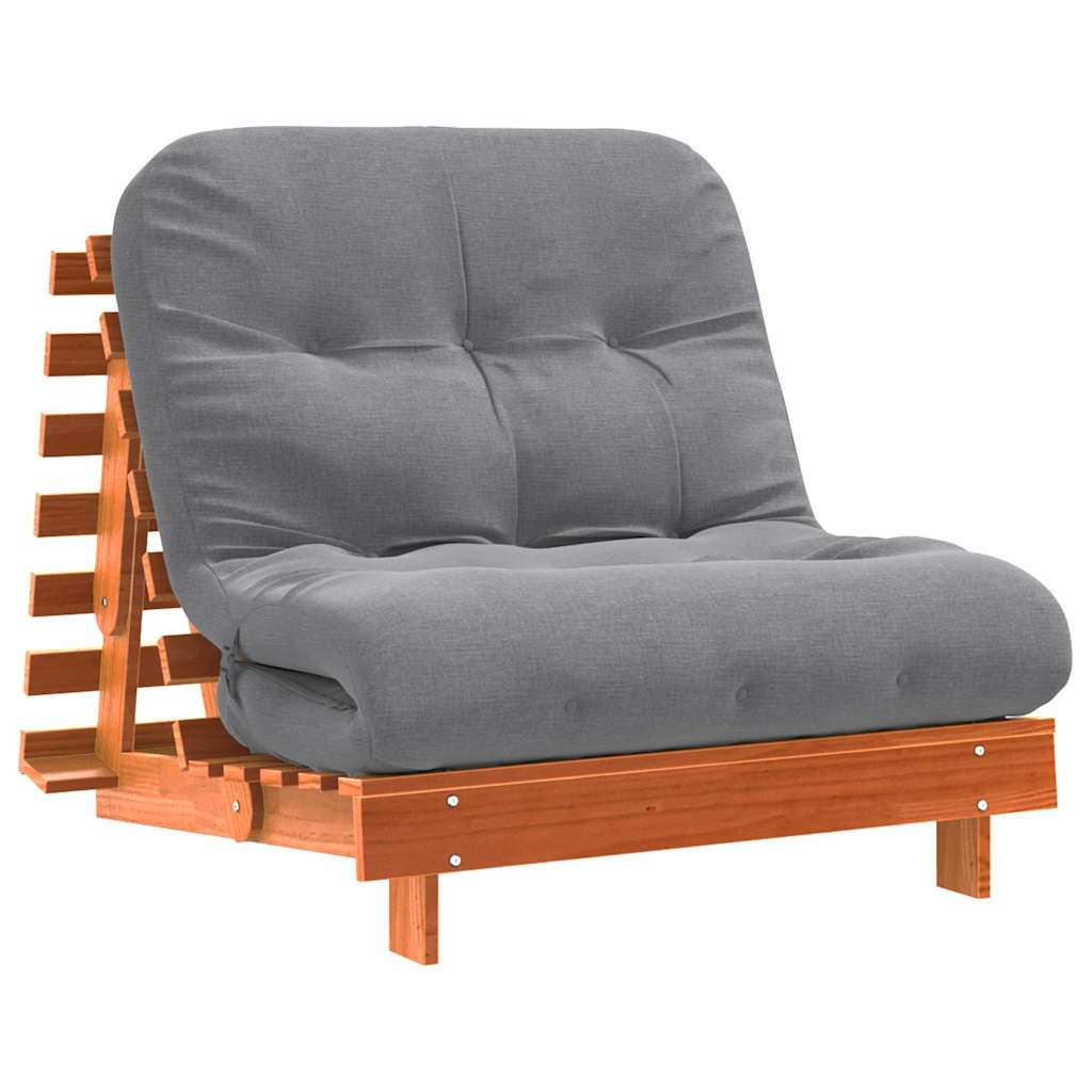 Futon na razvlačenje s madracem smeđi 80 x 206 x 11 cm borovina