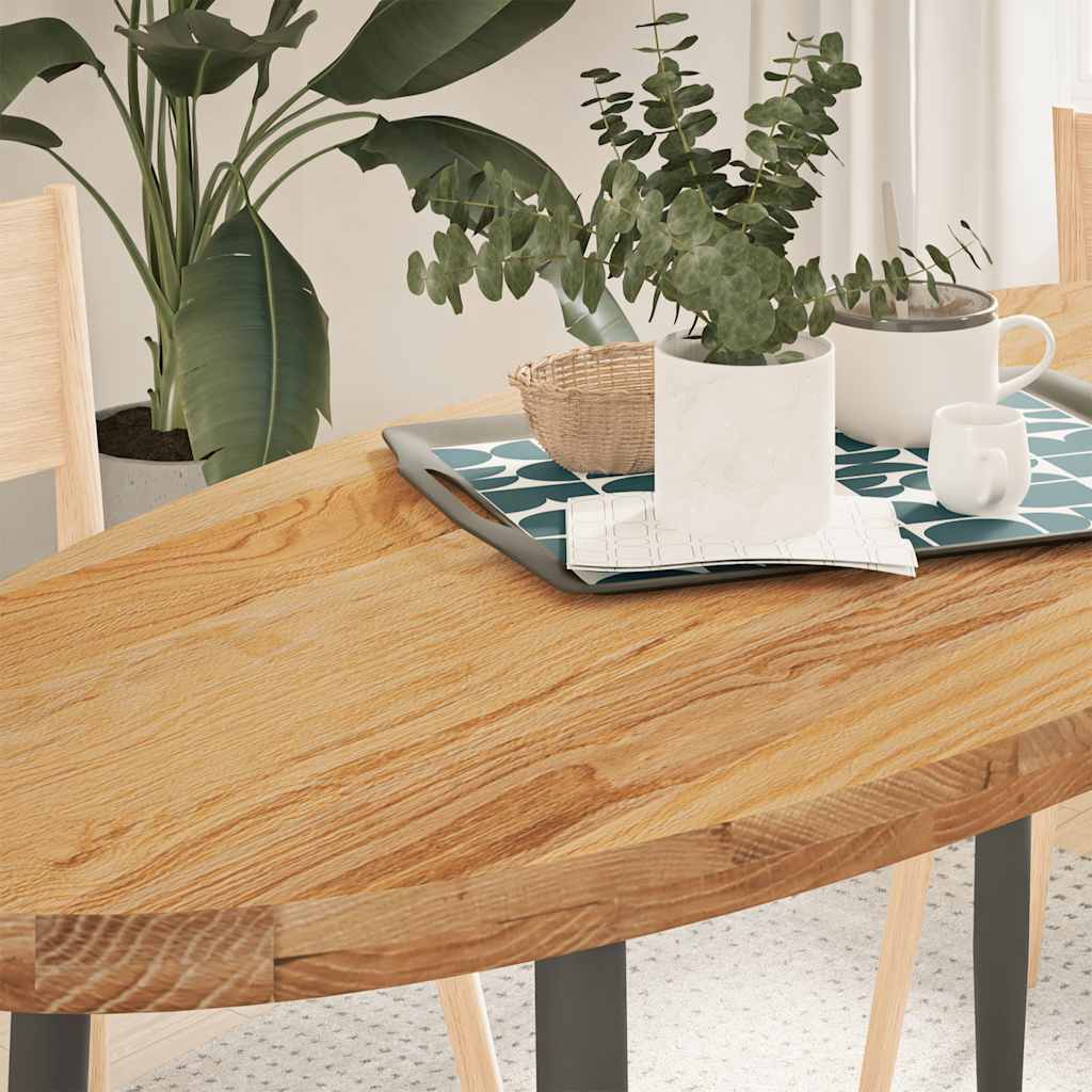 Stolna ploča svjetlosmeđa 140x60x4 cm ovalna masivna hrastovina