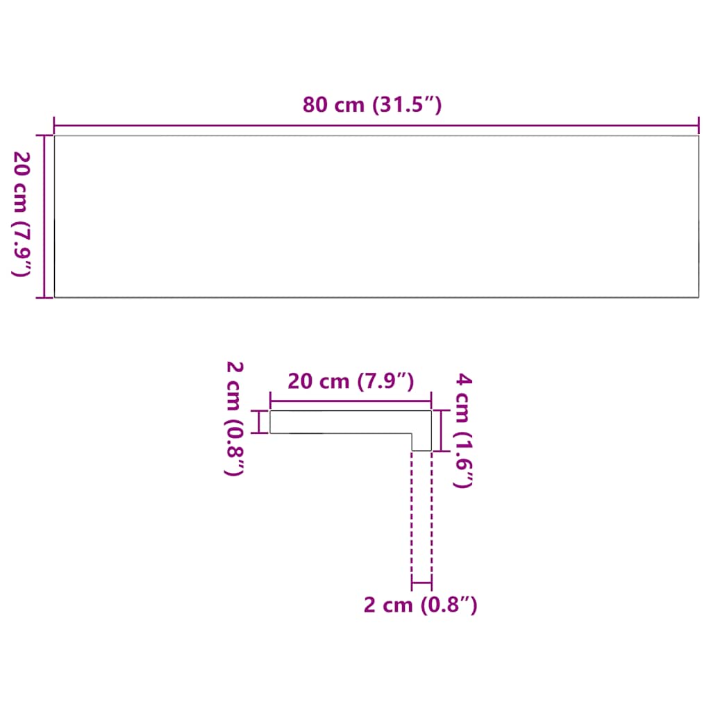 Prozorske klupice 2 kom tamnosmeđe 80x20x2 cm masivne hrast