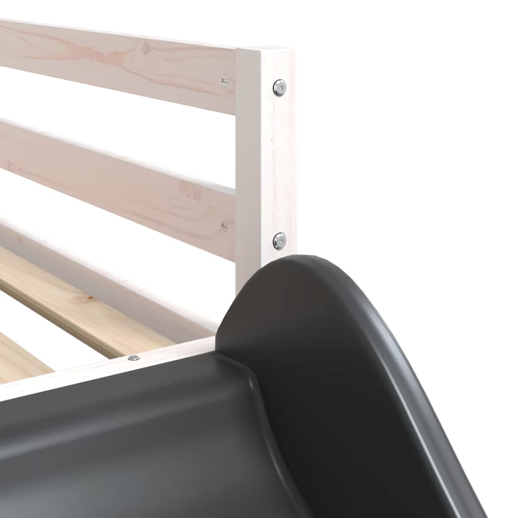 Krevet na kat s toboganom i zavjesama bijelo-crni 90 x 190 cm