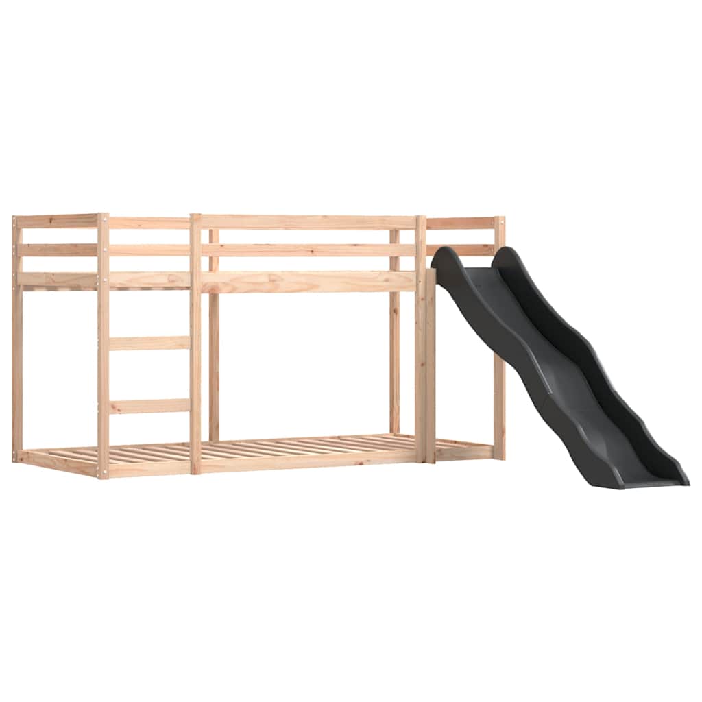 Krevet na kat s toboganom i zavjesama bijelo-crni 90 x 190 cm
