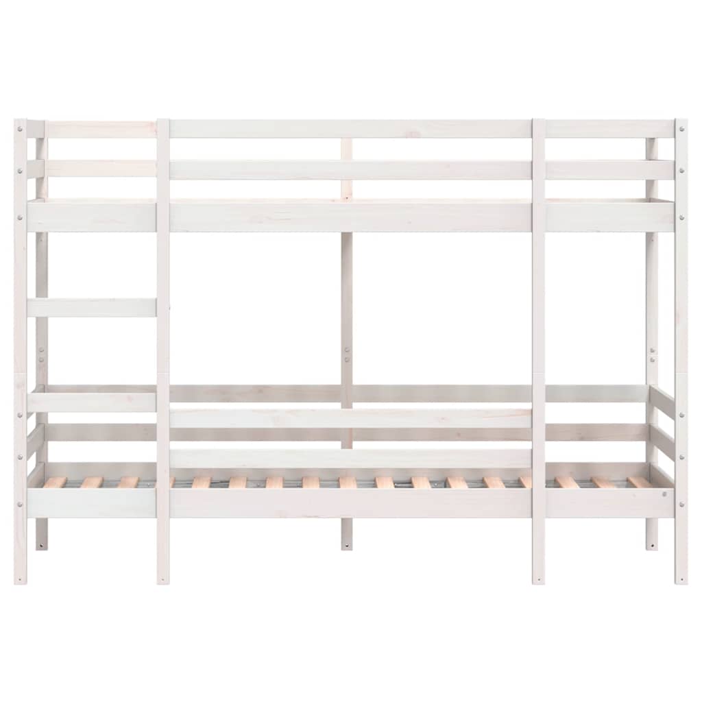 Krevet na kat bijeli 90 x 190 cm od masivne borovine