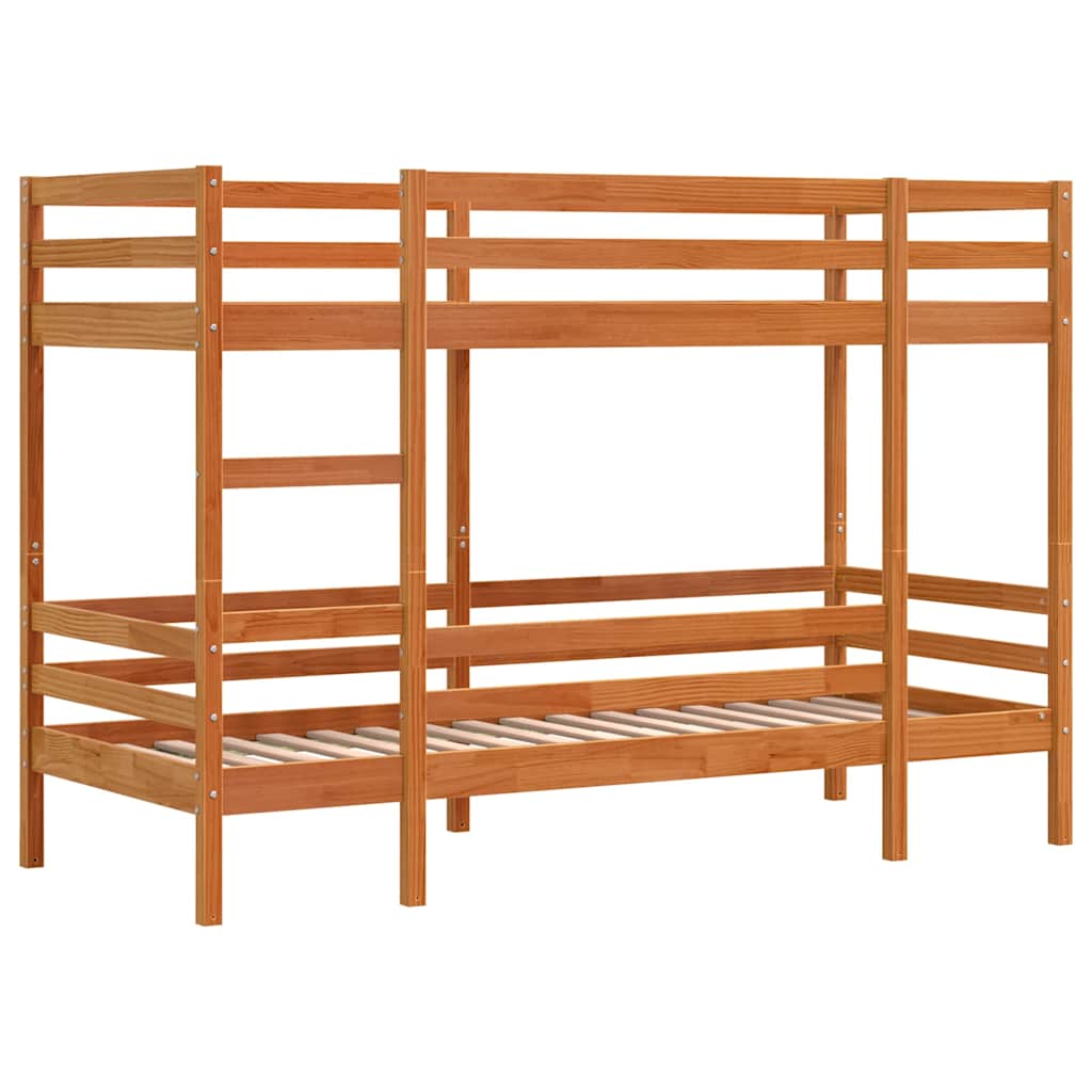 Krevet na kat voštano smeđi 75 x 190 cm od masivne borovine
