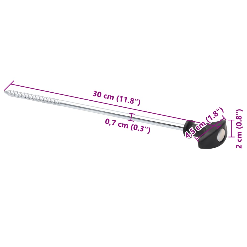 Klinovi za šator 24 kom 30 cm Ø7 mm od pocinčanog čelika
