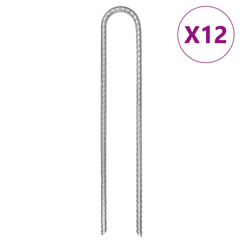 Klinovi za šator U-oblika 12 kom 30 cm Ø 7 mm pocinčani čelik