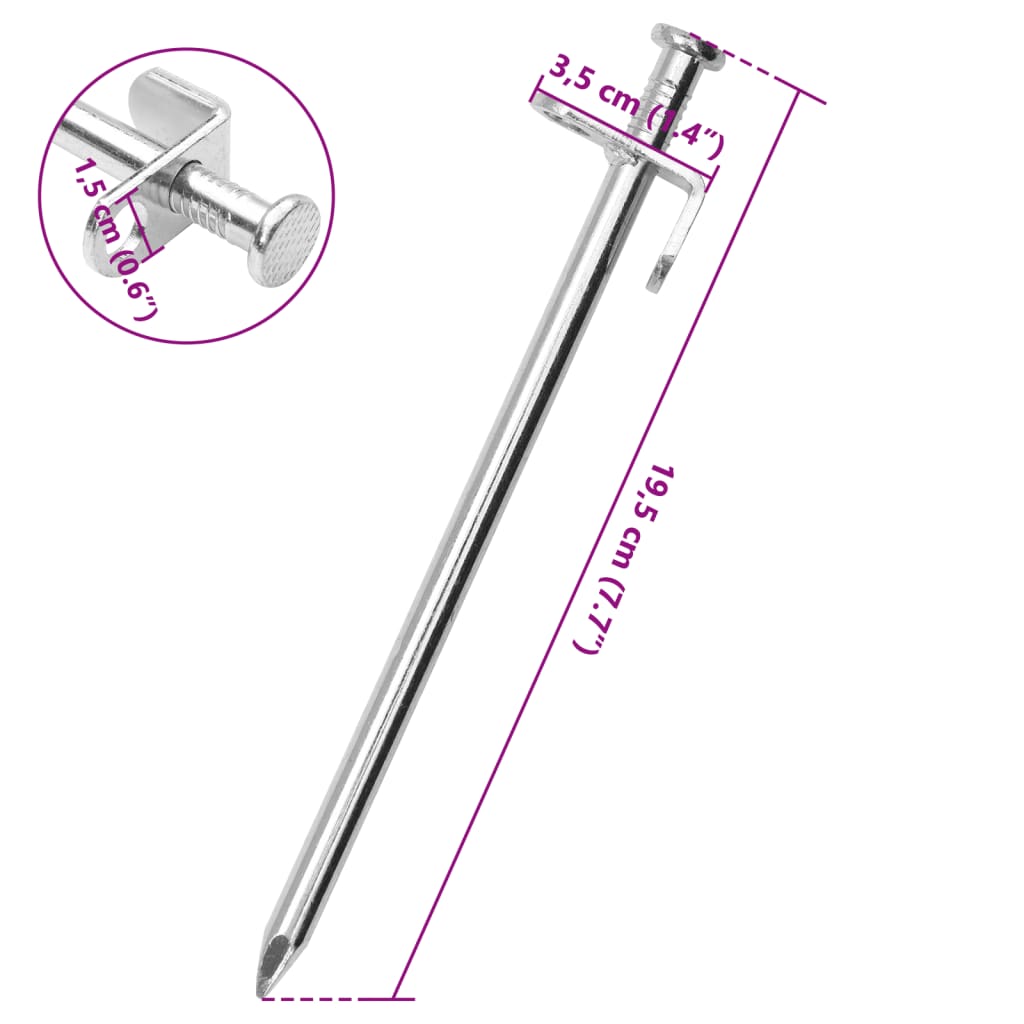 Klinovi za šator 24 kom 19,5 cm 8 mm od pocinčanog čelika