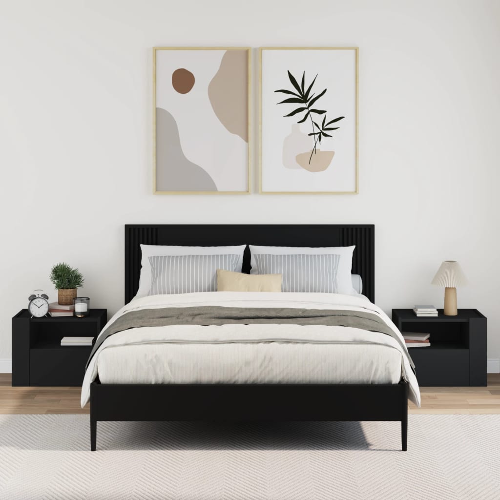 Zidni noćni ormarići 2 kom crni 45 x 30 x 35 cm