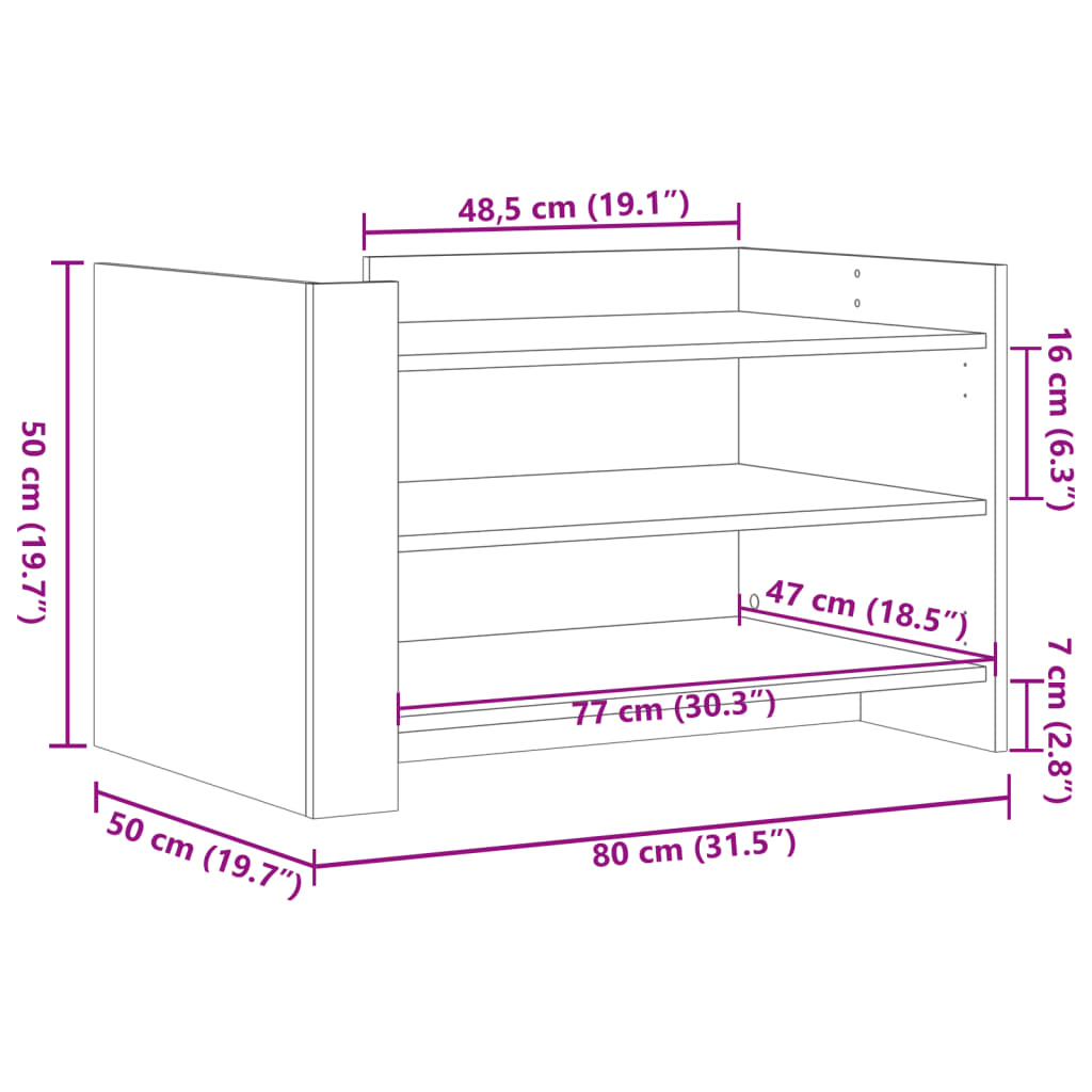 Stolić za kavu siva boja hrasta 80x50x50 cm konstruirano drvo