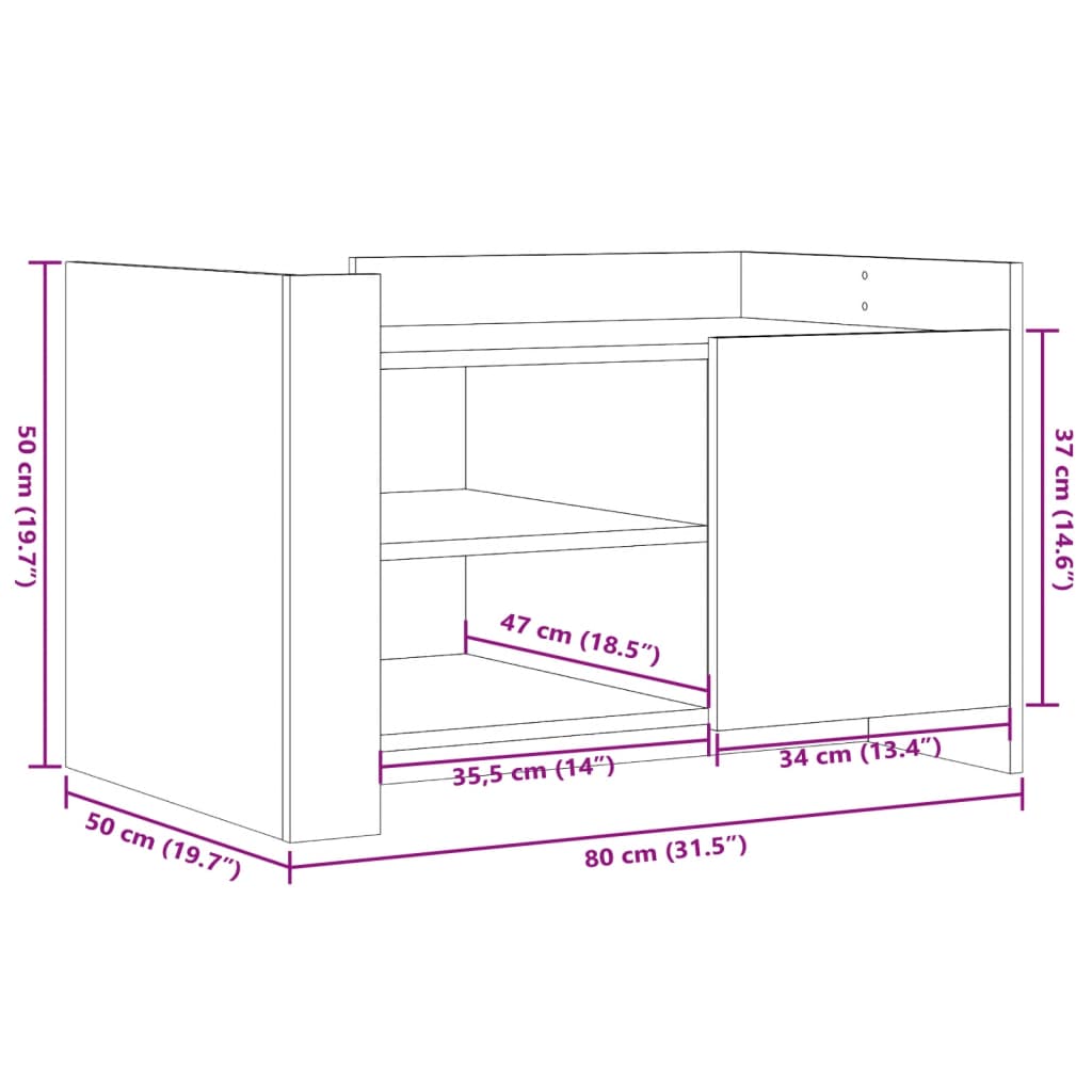 Stolić za kavu bijeli 80 x 50 x 50 cm od konstruiranog drva