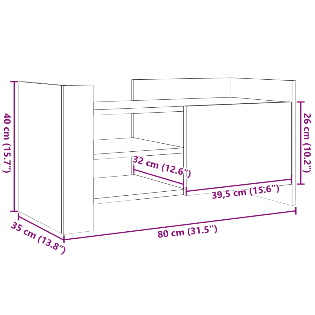 TV ormarić bijeli 80 x 35 x 40 cm od konstruiranog drva