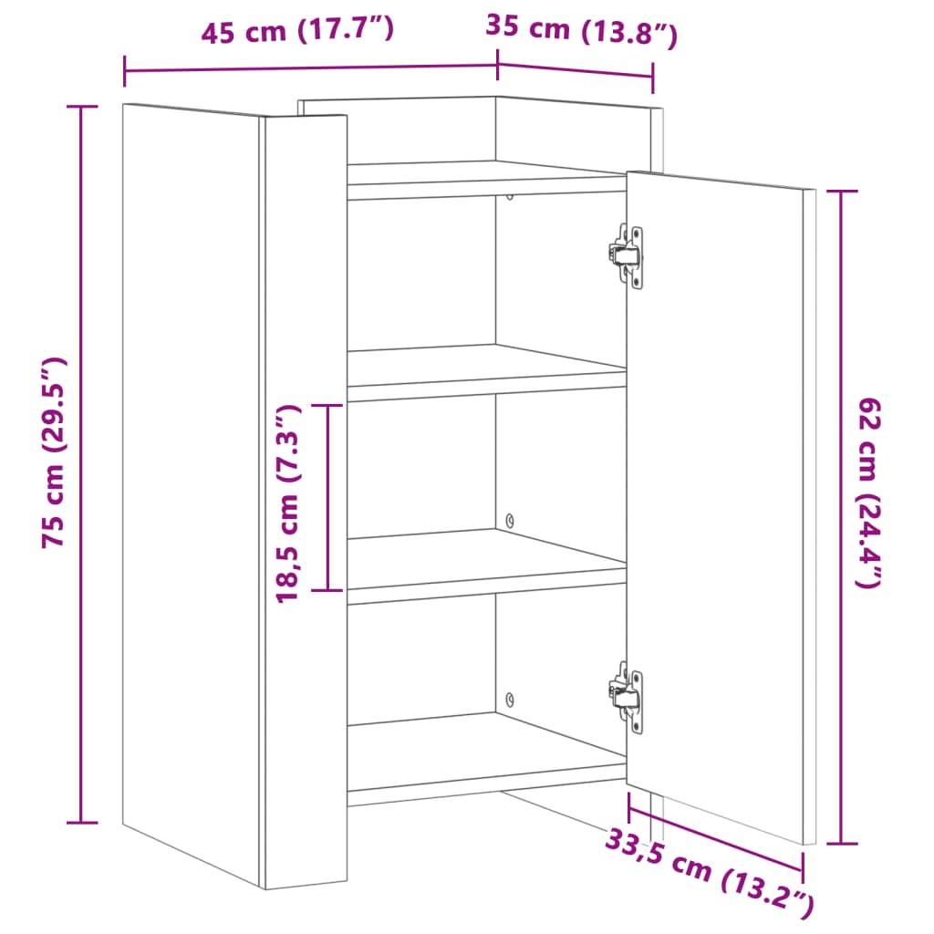 Komoda crna 45x35x75 cm od konstruiranog drva