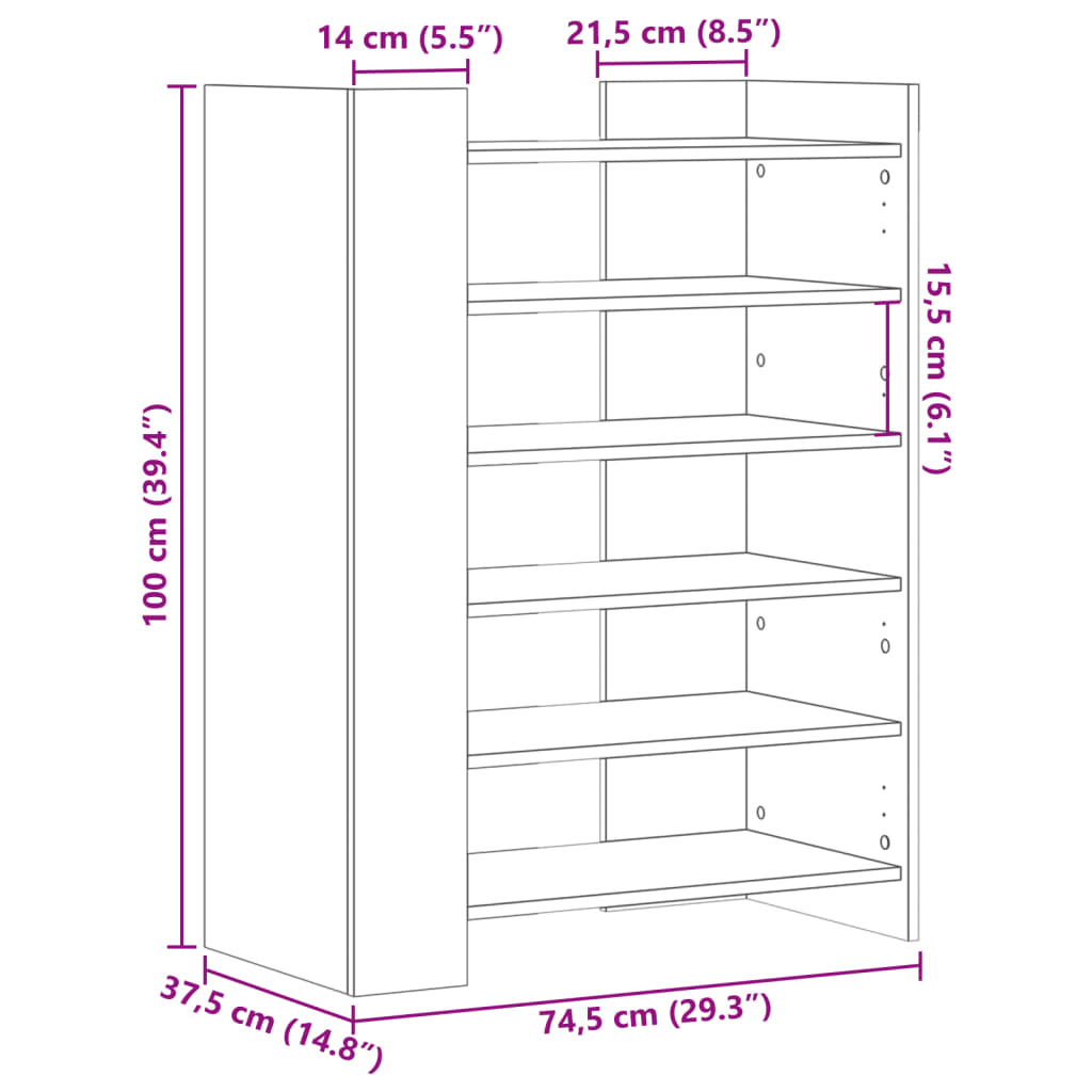 Ormarić za cipele crni 74,5x37,5x100 cm od konstruiranog drva