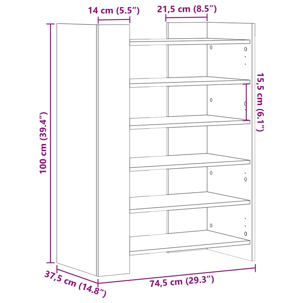 Ormarić z cipele hrast sonoma 74,5x37,5x100cm konstruirano drvo