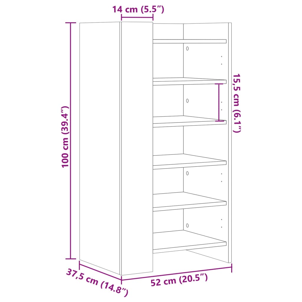 Ormarić za cipele crni 52x37,5x100 cm od konstruiranog drva