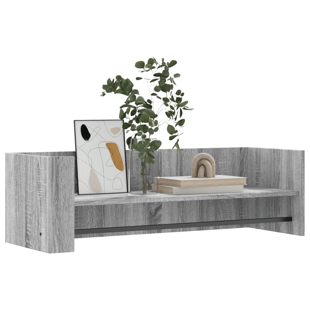 Zidna polica siva boja hrasta 100x35x30,5 cm konstruirano drvo