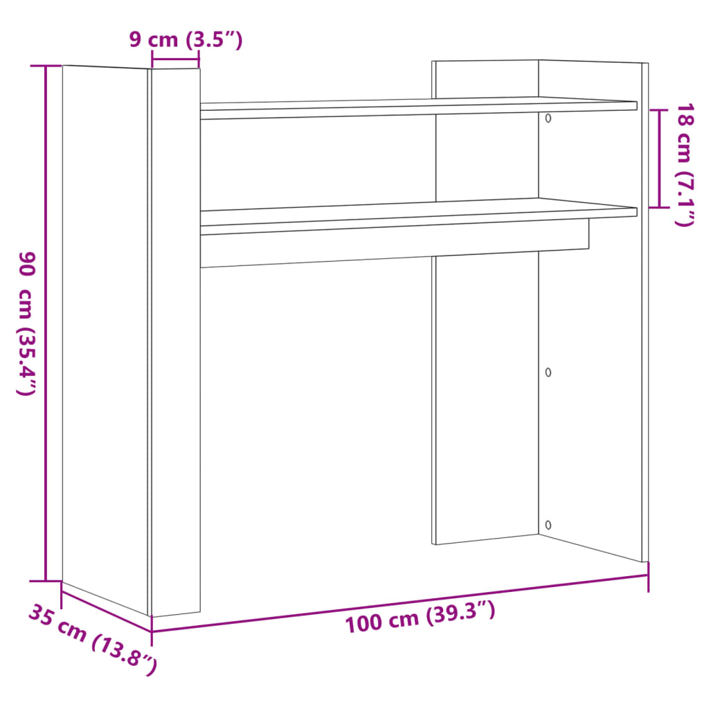 Konzolni stol siva boja hrasta 100x35x90 cm konstruirano drvo