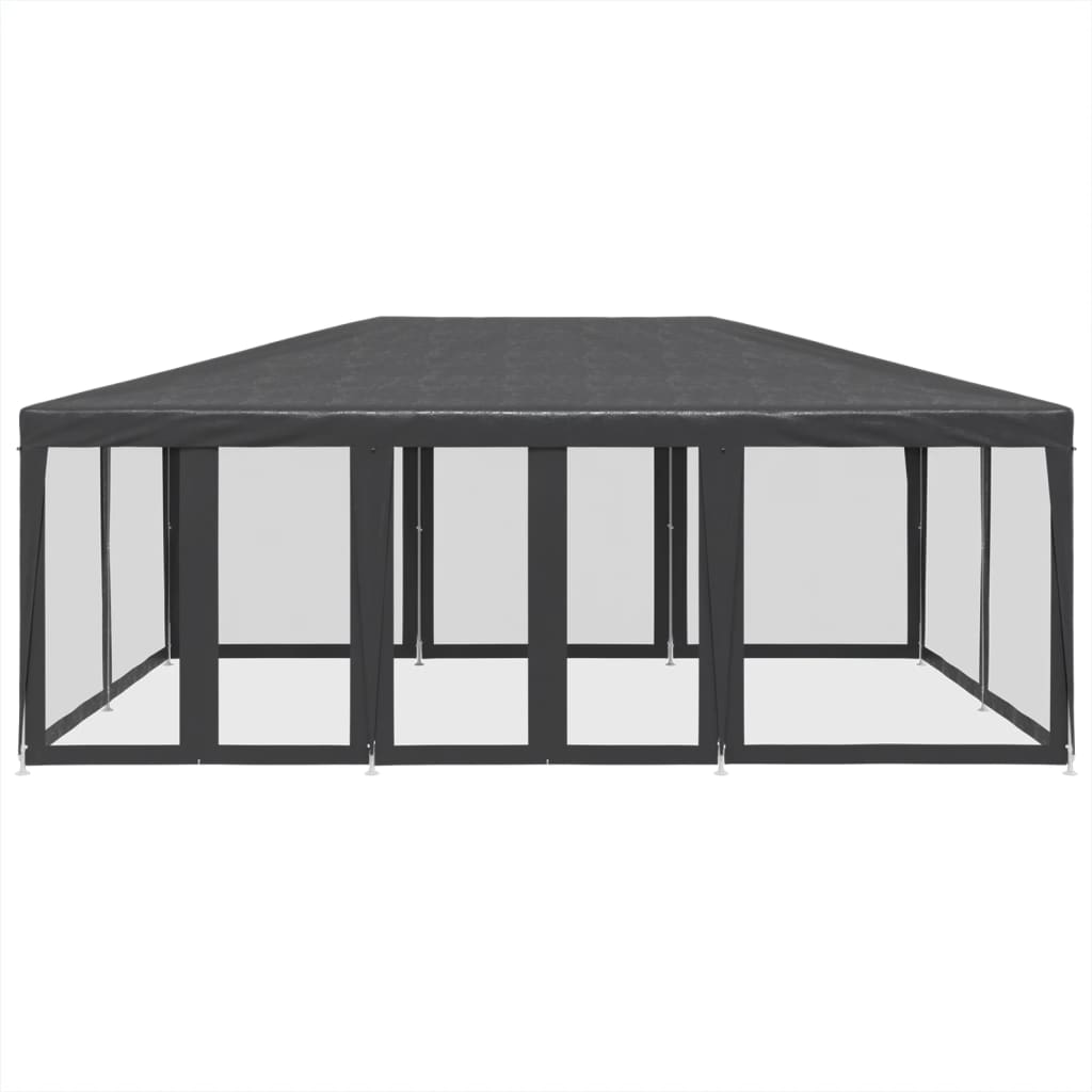 Šator za zabave 10 mrežastih bočnih zidova antracit 6x4 m HDPE