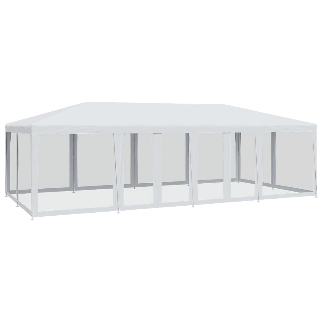 Šator za zabave s 12 mrežasta bočna zida bijeli 8x4 m HDPE